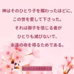 (614) “神は、実に、そのひとり子をお与えになったほどに世を愛された。それは御子を信じる者が、１人として滅びることなく、永遠のいのちを持つためである。”